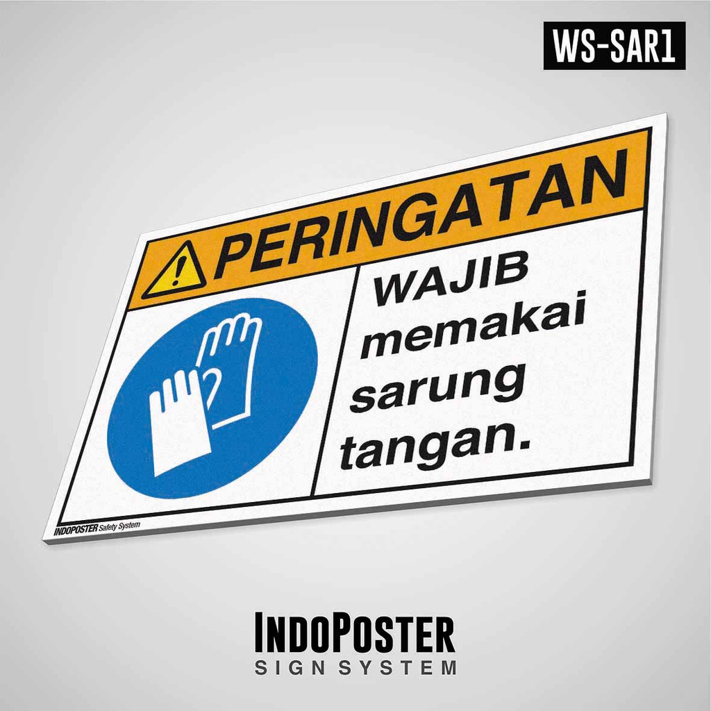 

Safety Sign Rambu K3 PVC ANSI Peringatan Wajib Memakai Sarung Tangan M 45x30cm