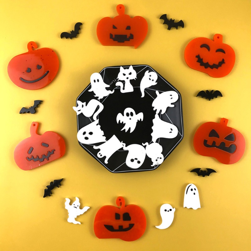 SIY  Halloween Pumpkin Ghost Bat Keychain Resin Mold Earrings Pendant Silicone Mould