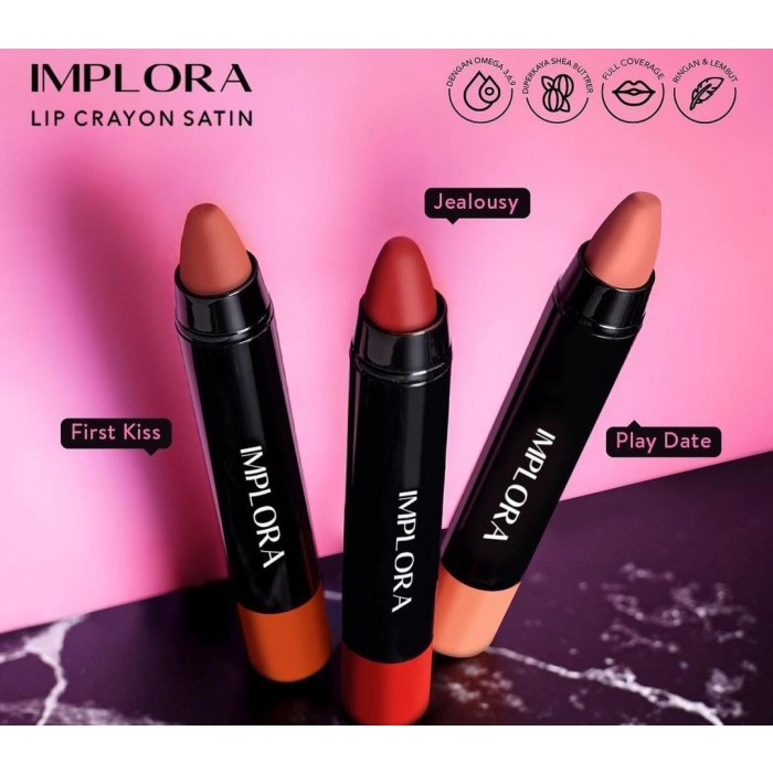 ❤ IMPLORA Lip Crayon Satin | Lipstick | Lip Cream | Lipcream | Lipcrayon BPOM ❤