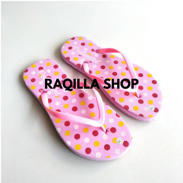 Raqilla Shop / Sandal jepit polkadot / sandal jepit wanita wanita polkadot