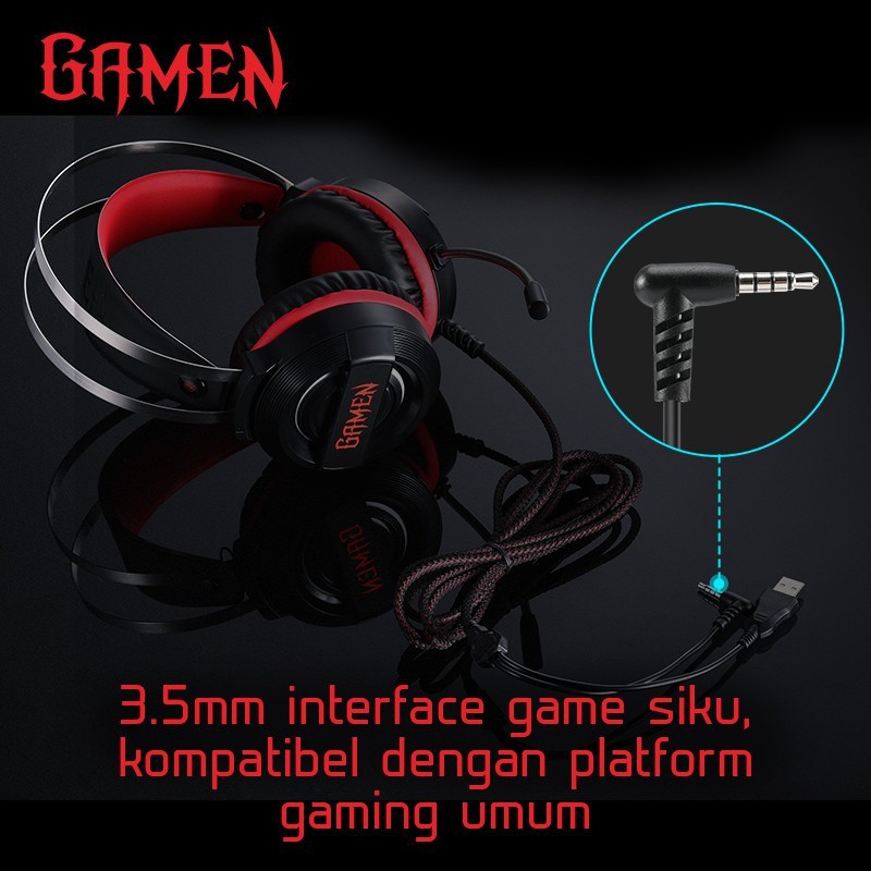 Headset Gaming GAMEN GH1100 With 7 LED Color Breathing Lighting Effect GH-1100