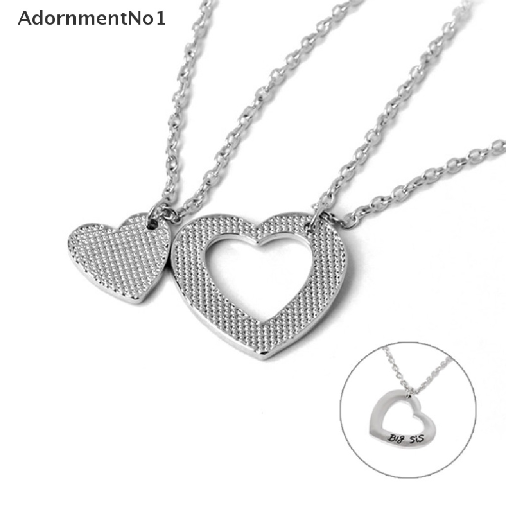 (AdornmentNo1) 2pcs / Set Kalung Rantai + Liontin Motif Tulisan Big / Little Sister Untuk Perhiasan Wanita