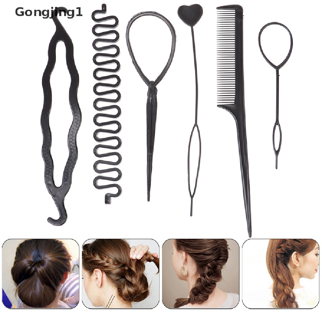 Gongjing1 6Pcs / Set Alat Bantu Kepang / Keriting Rambut Untuk Anak Perempuan