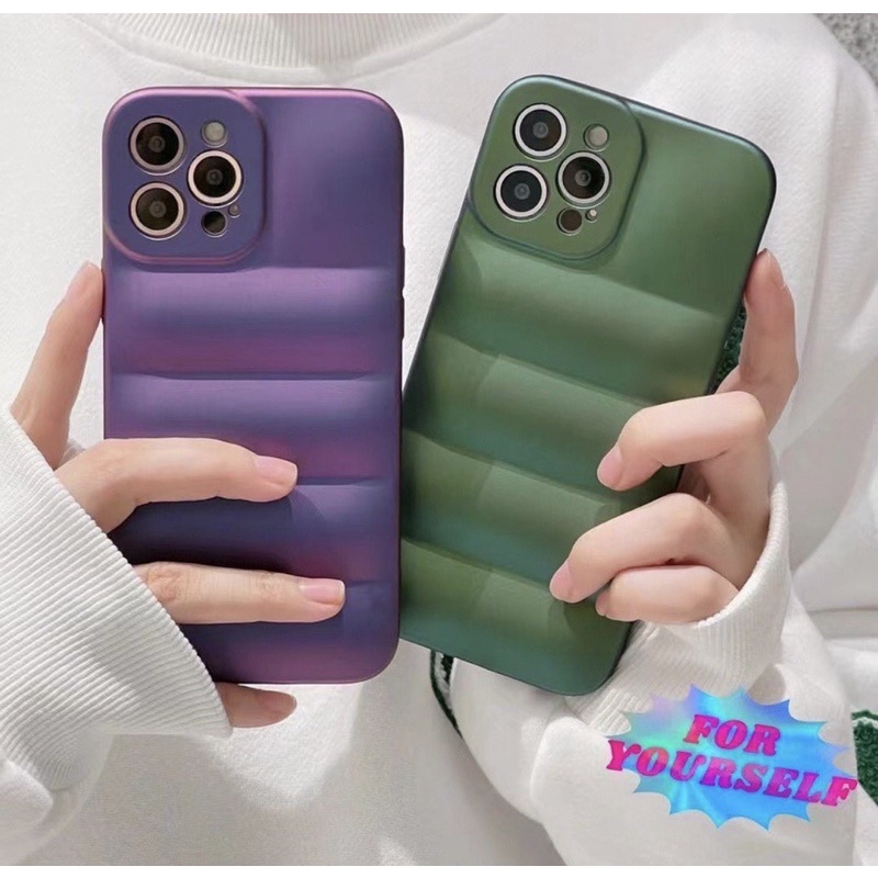 case iphone Puffer Glossy Purple and Green for iphone 13 12 11