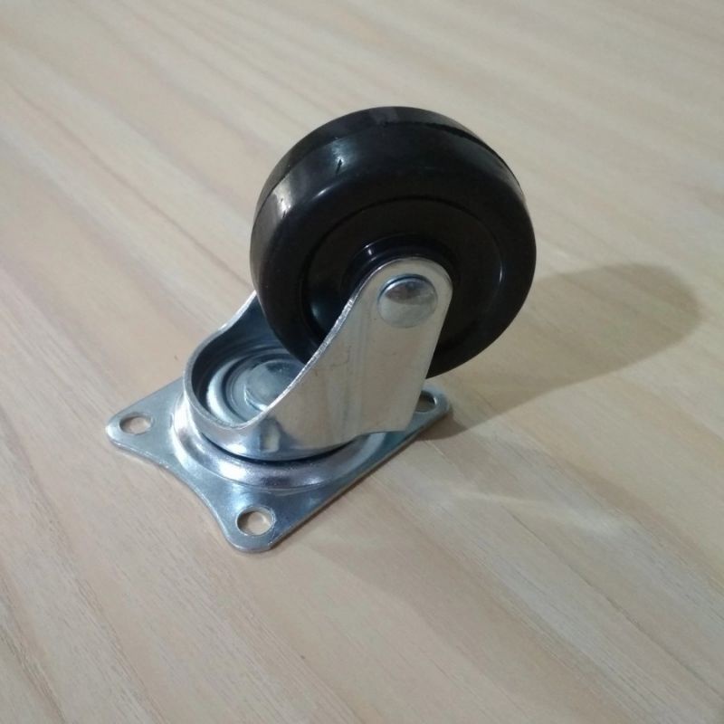 roda karet Hitam 2" hidup roda etalase kursi ranjang lemari
