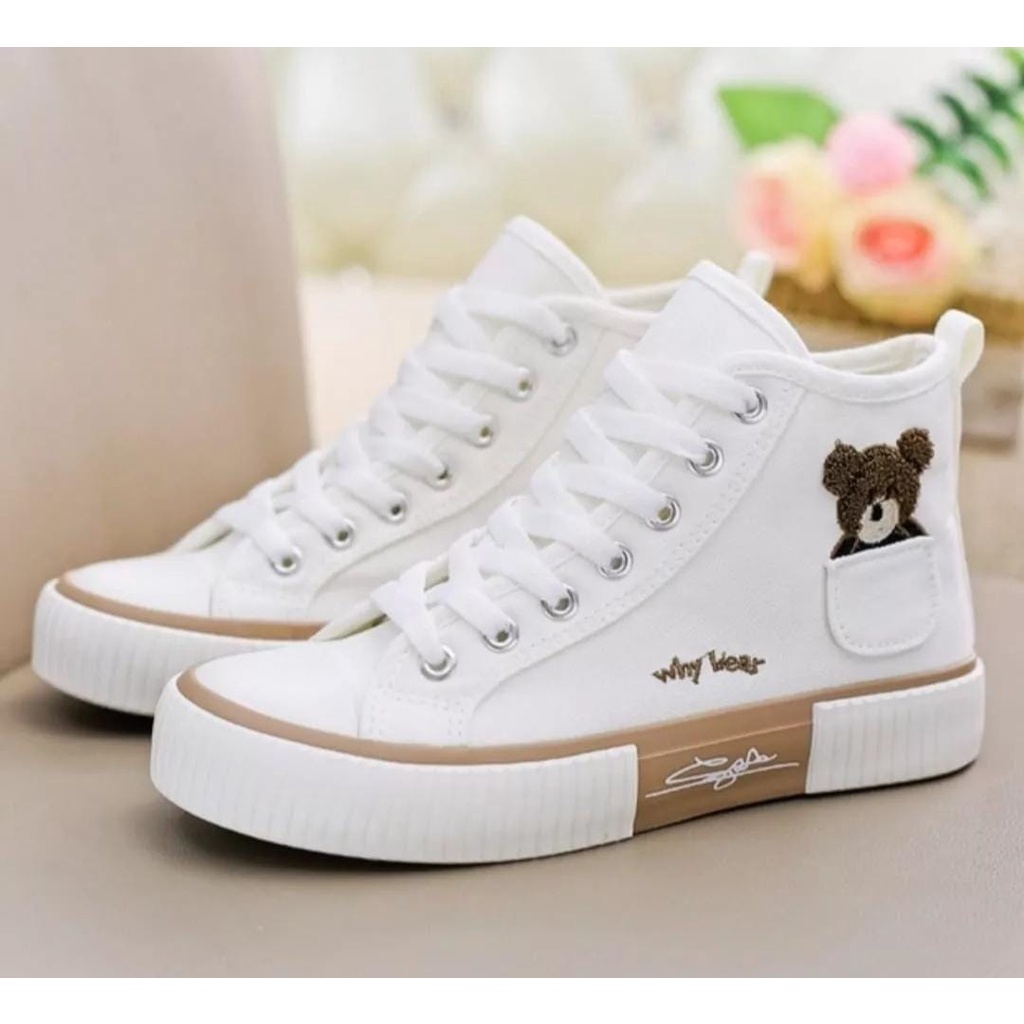 JURAGAN - Sepatu Sneakers Coffee Bears Nude High AS186 #BESTSELLER#-3