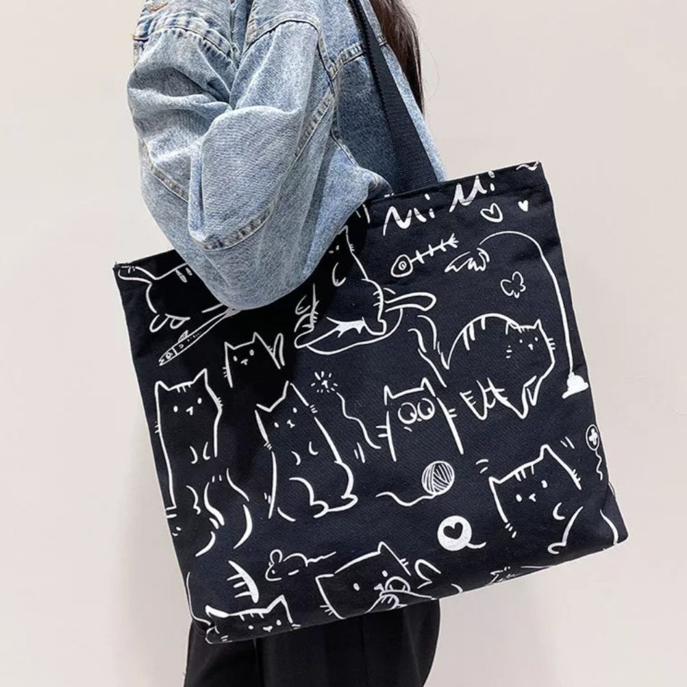 (PAKAI RESLETING) Tote bag wanita fullprint bigsize ( Toko Uci)