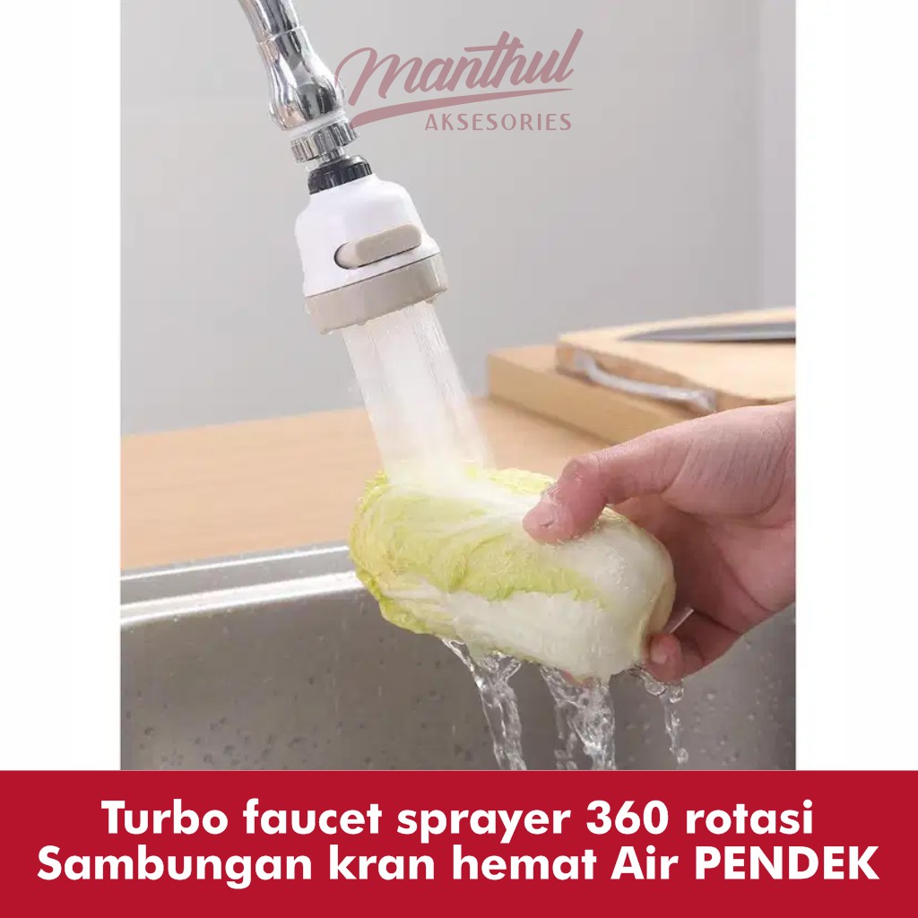 Turbo faucet sprayer 360 rotasi Sambungan kran hemat Air PENDEK