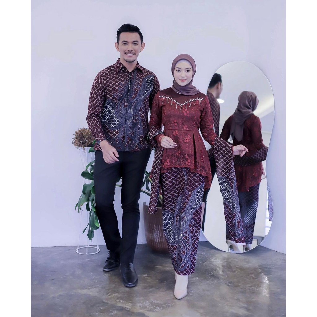 TERMURAH Kebaya Couple Lebaran / Kebaya Set / kebaya Lamaran / Kebaya Wisuda / Batik Couple - KALENA
