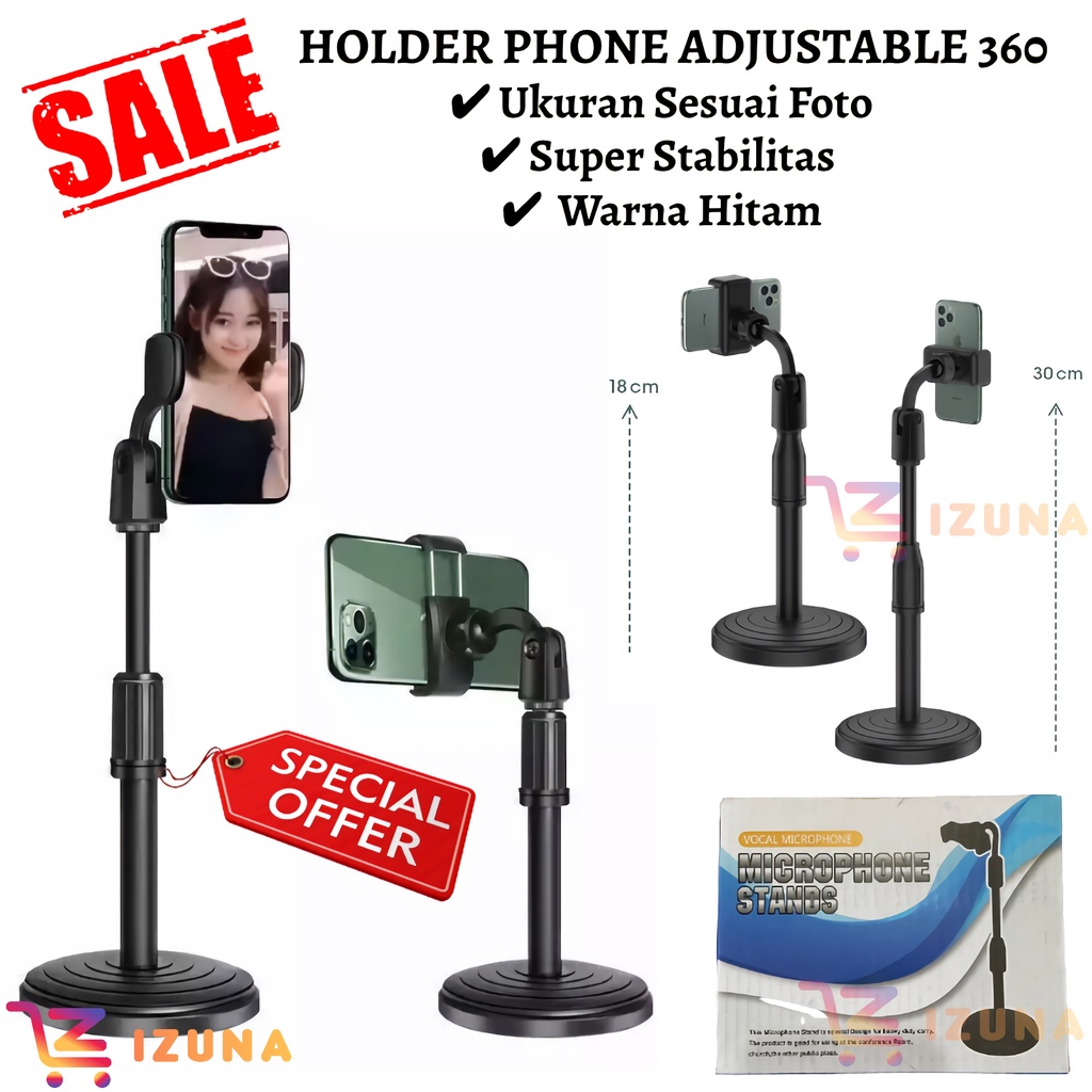 [IZUNA] Phone Stand Adjustable 360 derajat / Phone Holder / Desktop Phone Holder 360 Rotating