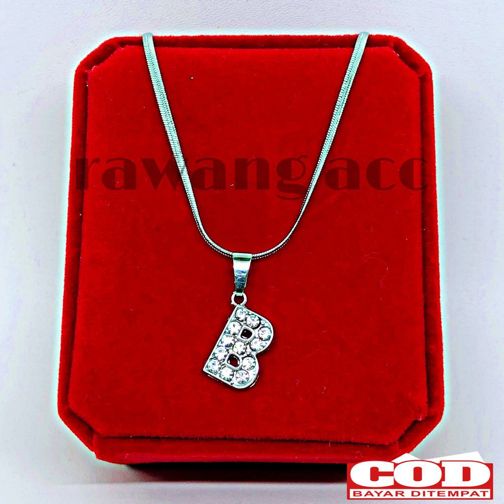 KALUNG SILVER ANTI KARAT - ANTI LUNTUR !!! Kalung pria dan wanita Liontin Huruf Inisial A SAMPAI Z