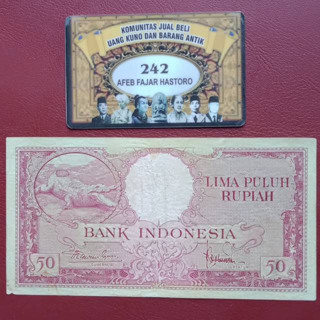 Uang kuno Indonesia Rp. 50 seri binatang/hewan thn 1957