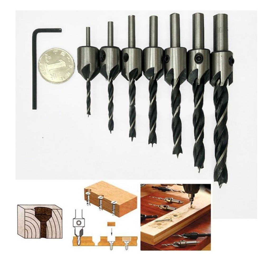 Mata Bor Drill Bit HSS 3-10mm Countersink 7 PCS