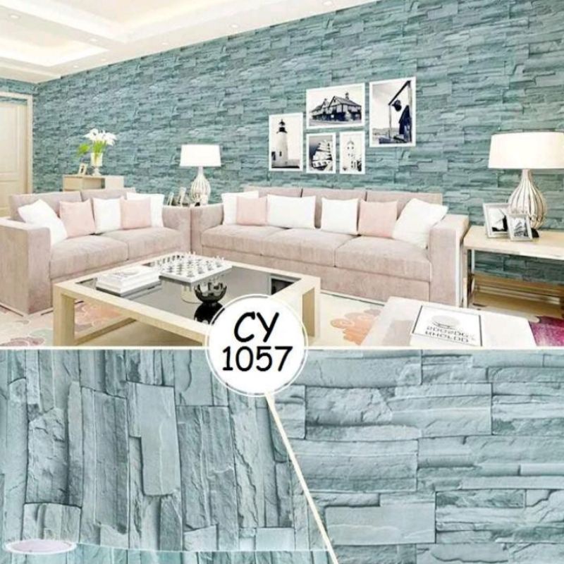 Wallpaper Stiker Dinding CY1057 Motif Bata Alam Ukuran 8-9 Meter Termurah