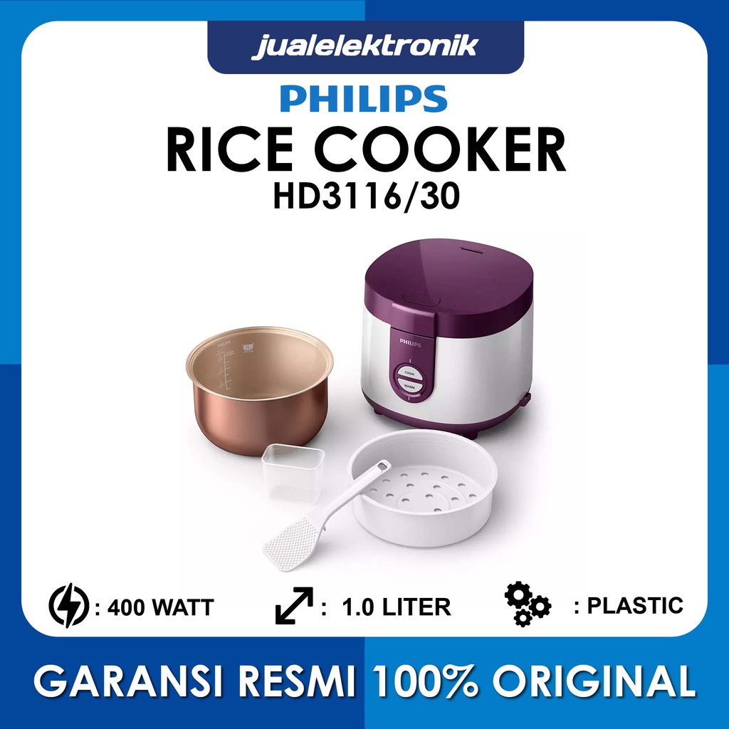 Jual Philips Rice Cooker 1 Liter Basic Purple HD3116/30 Magic Com Shopee Indonesia