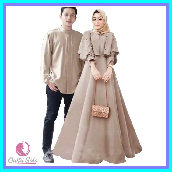 [ New Arrival ] Couple Gamis Muslim Polos | Baju Lebaran Muslimah Terbaru 2022 | Gamis Brokat Couple