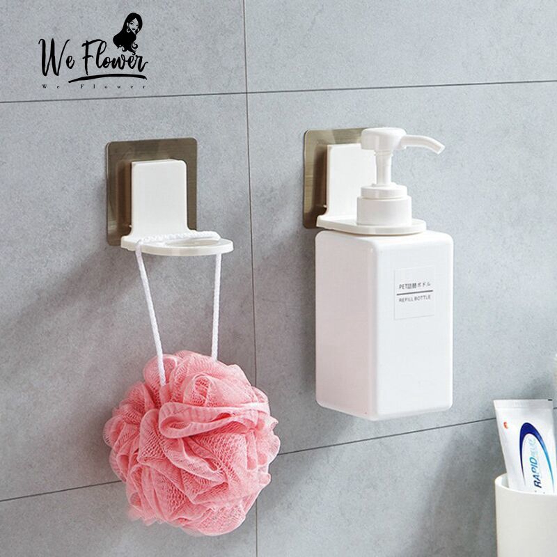 (We) 1pc Rak Holder Botol Shampoo/Sabun Desain Bunga Tanpa Lubang Dengan Perekat Untuk Kamar Mandi