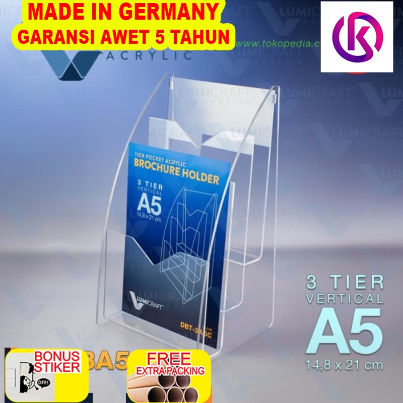 

Grosir Brochure Holder 3 Tier / Tempat Brosur Tiga Tingkat - A5 | DBT-3A5C