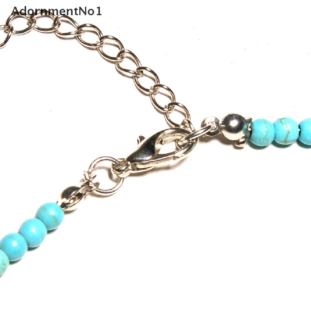 (AdornmentNo1) Kalung Choker Gaya Bohemia Motif Bintang Laut + Kerang + Manik-Manik Turquoise Untuk Wanita / Pantai