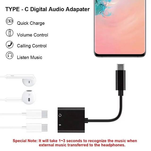 ORIGINAL ADAPTER 2IN1 DUAL TYPE C TO TYPE C SPLITTER COMPATIBLE WITH XIAOMI HUAWEI SAMSUNG TYPE C