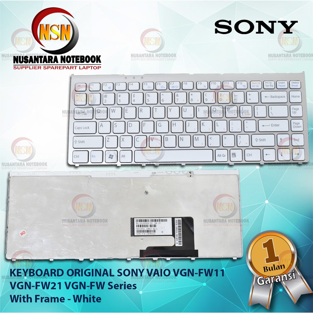 Keyboard Original Sony Vaio VGN-FW11 VGN-FW21 VGN-FW With Frame White