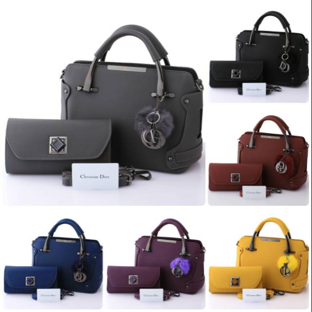 Tas wanita handbag set 2 in 1 dompet DIOR NATASHA SET ROYAL CLUTCH import