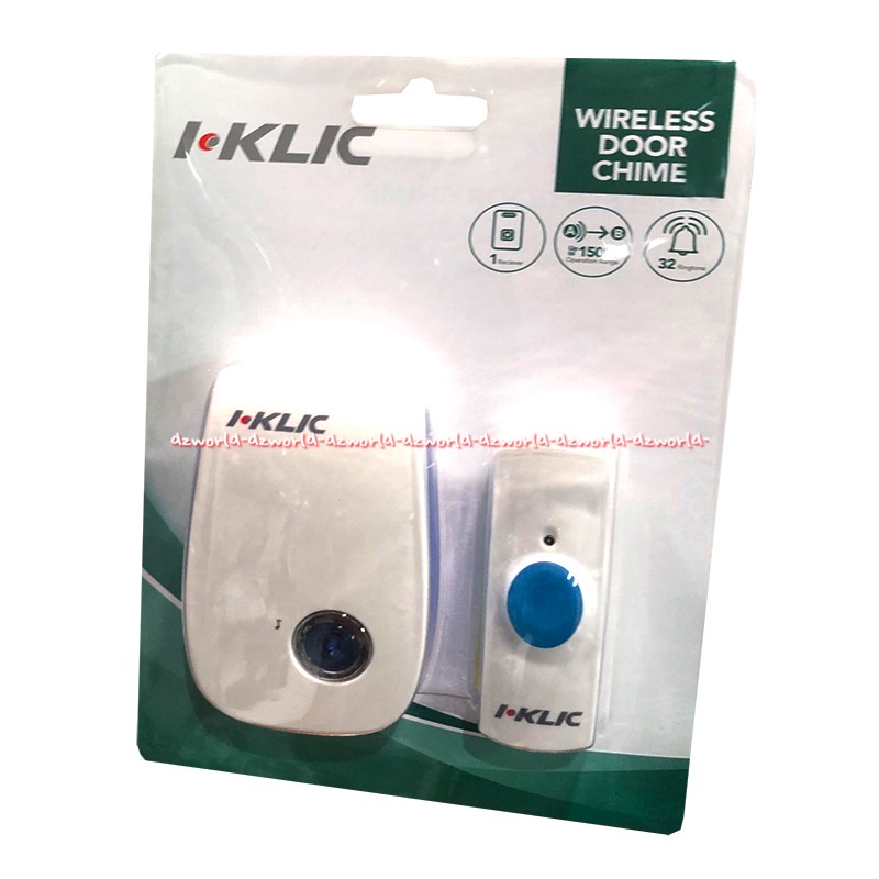 i-Klic Moztec Wireless Door Chime Bell Bel Tanpa Kabel Kotak Kecil Bel Pintu Wire Less Wairles Non Cable iklik iclick Jangkauan 150m 32ringtones Bel Pintu Wireles