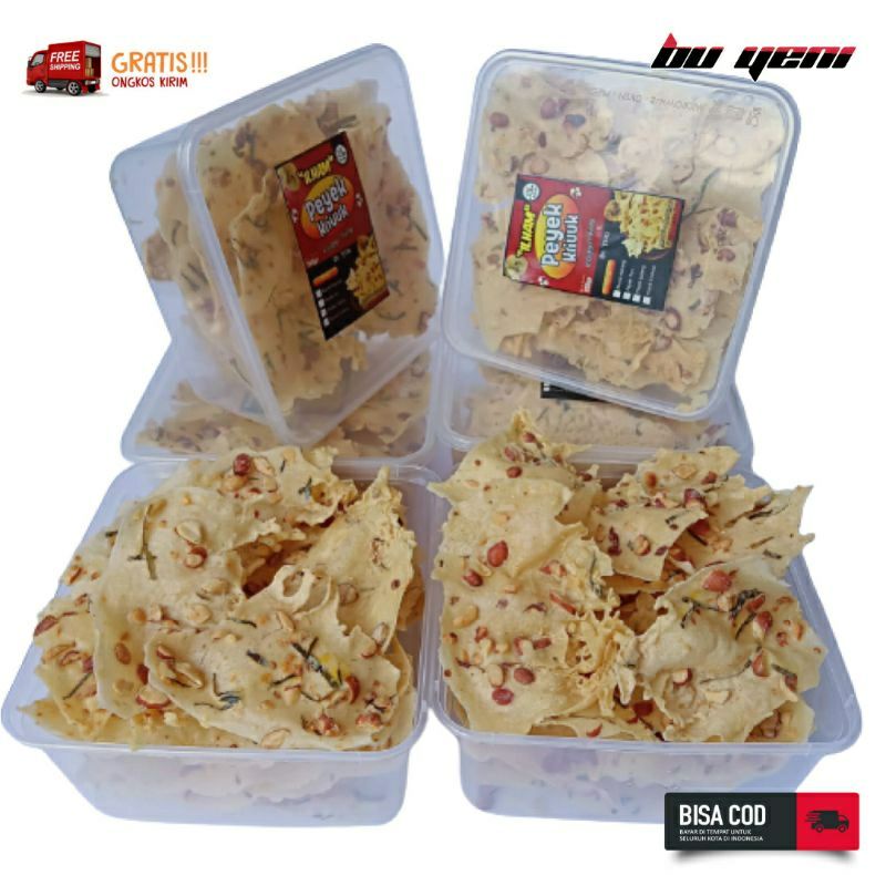 

PROMO!!!! Peyek Kacang / Udang Rebon / Teri / Kacang Hijau / BOX KOTAK 3000ML / Rempeyek Bu Yeni