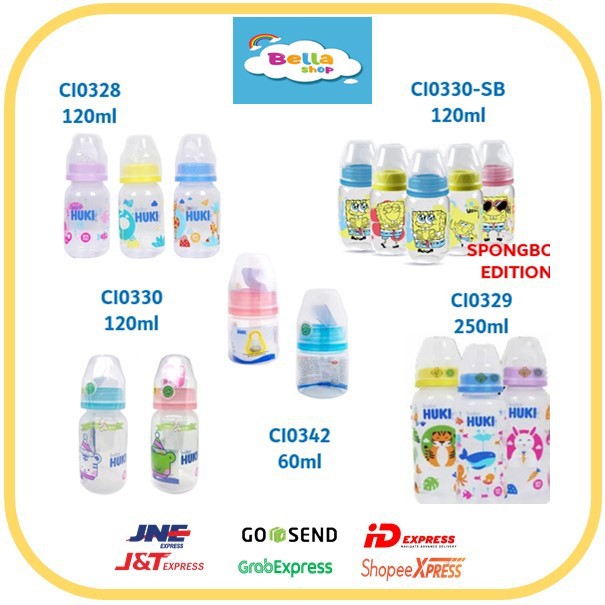 HUKI Baby CI0328 Botol Susu Huki PP SP Round 120ml Huki Botol Susu Gepeng 120ml-BELLA SHOP