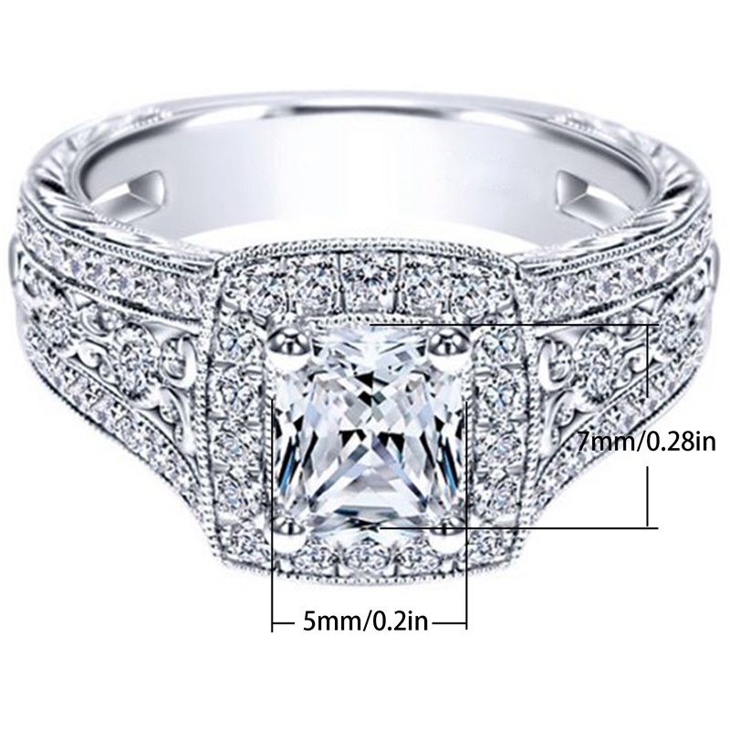 Cincin Wanita Hias Batu Cubic Zirconia AAA Warna Silver Untuk Pesta Pernikahan