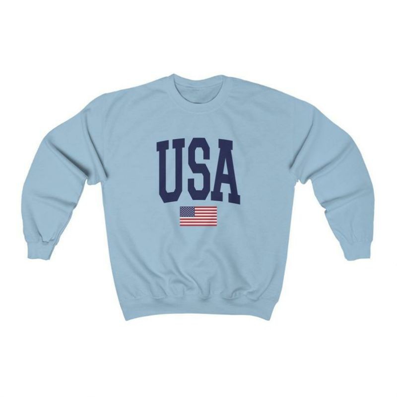 S - XXXXXL(6XL) Sweater USA FLAG BIGSIZE Oversize Sweatshirt Crewneck Oblong Jumbo 5XL 4XL 3XL 2XL