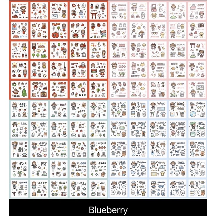 1 Lembar Stiker Aesthetic Tumblr Hp / Stiker Lucu Telado-BLUBERY kertasjpg