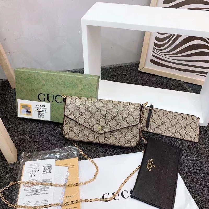 GUCCI POCHETTE FELICIE/TAS SELEMPANG DOMPET KARTU /bisa COD/FREE BOX/100% IMPORT