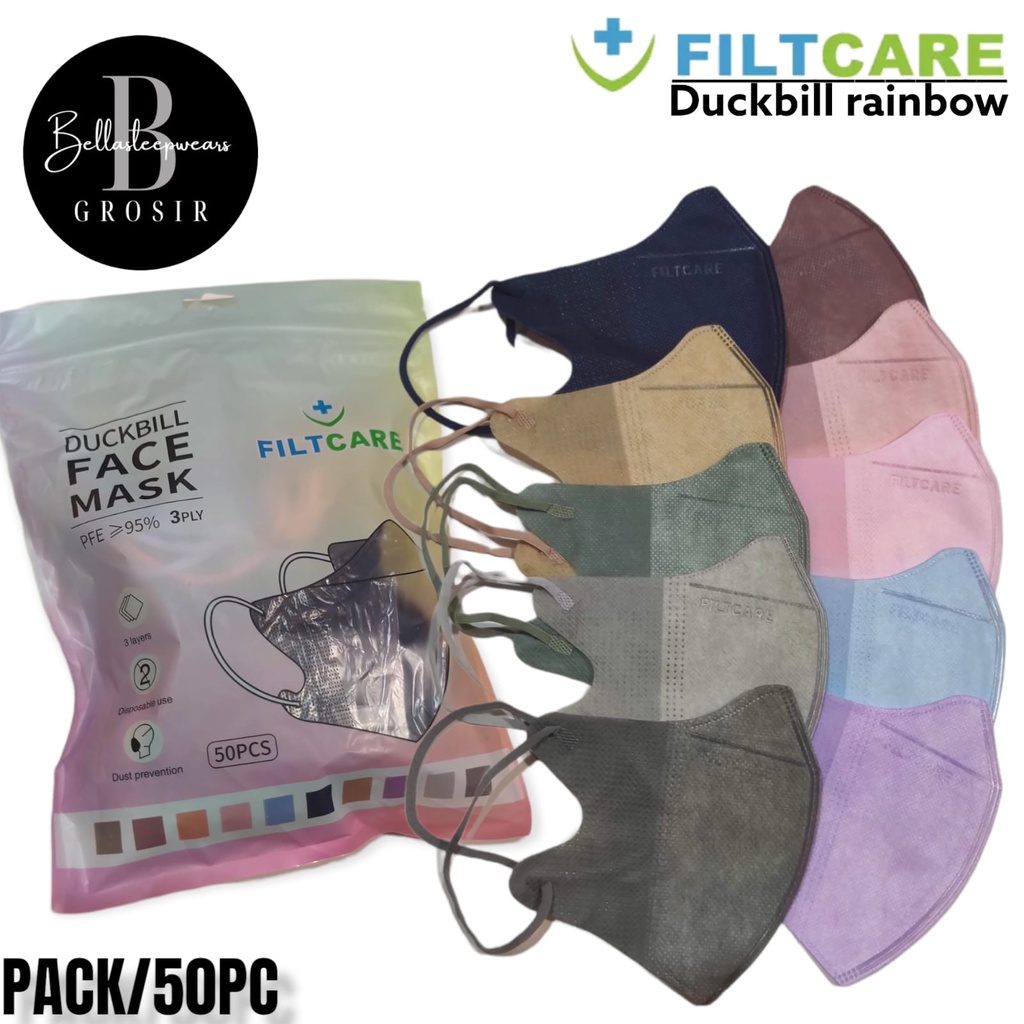 FILTCARE DB EMBOS RAINBOW - MASKER DUCKBILL FILT CARE EMBOS WARNA WARNI KEMENKES