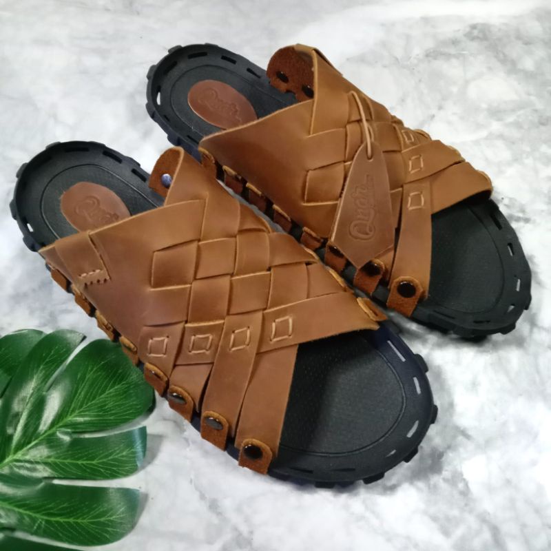 Sandal rajut pria kulit asli 100%//Sandal casual pria//Sandal pria kulit asli