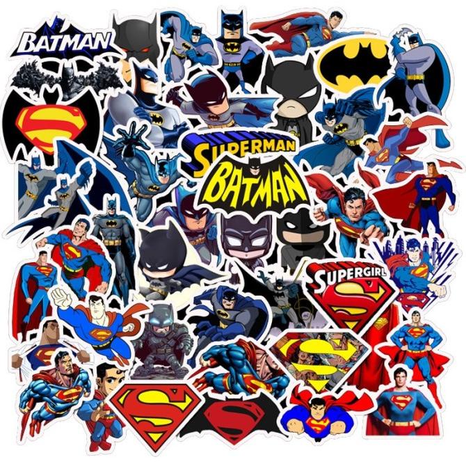 

Kualitas terbaik] 45pcs Stiker Motif Batman & Superman Bahan Pvc Anti Air