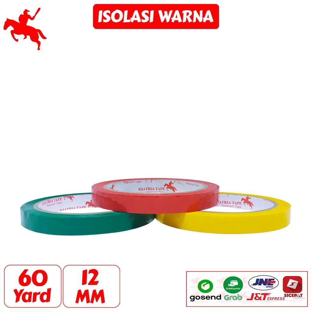 

Isolasi Ksatria Tape Warna-Warni 12MM X 60YARD