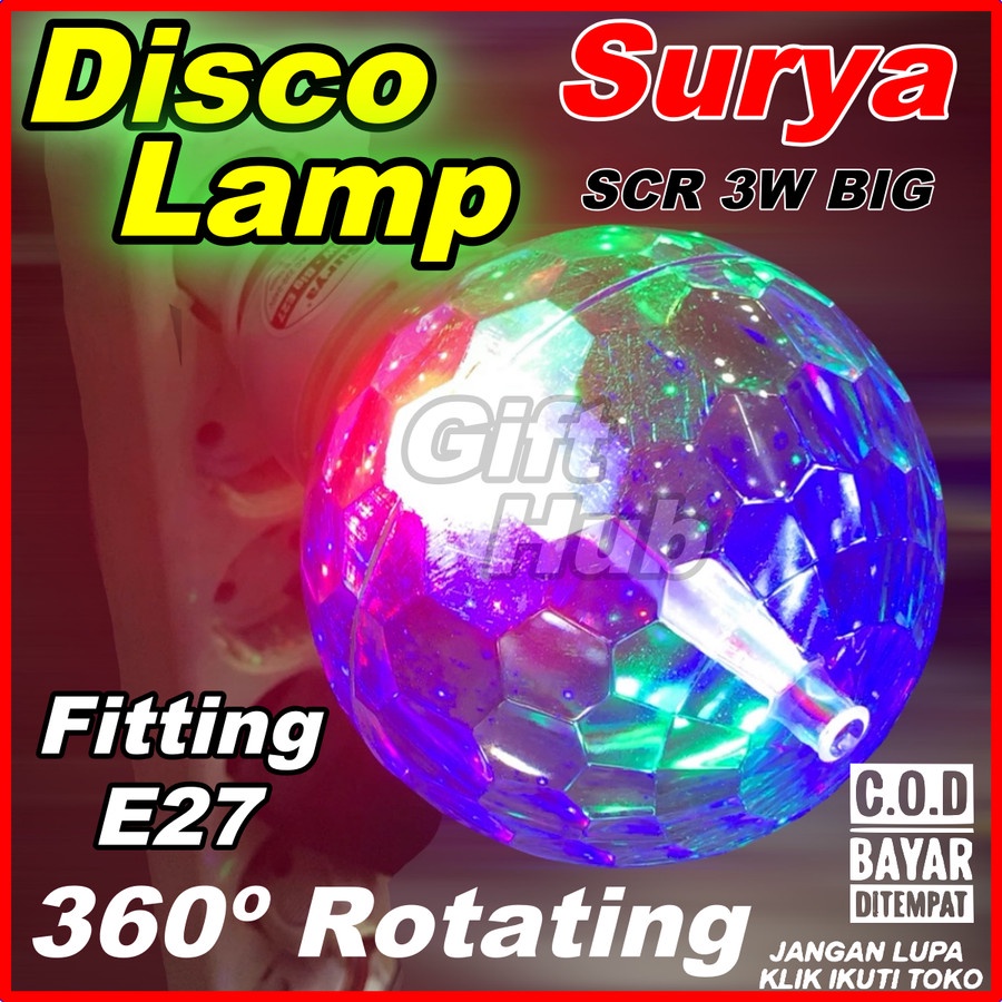 Bola Lampu LED Rotating Disco Surya SCR 3W BIG Bola Disko Hiasan Natal