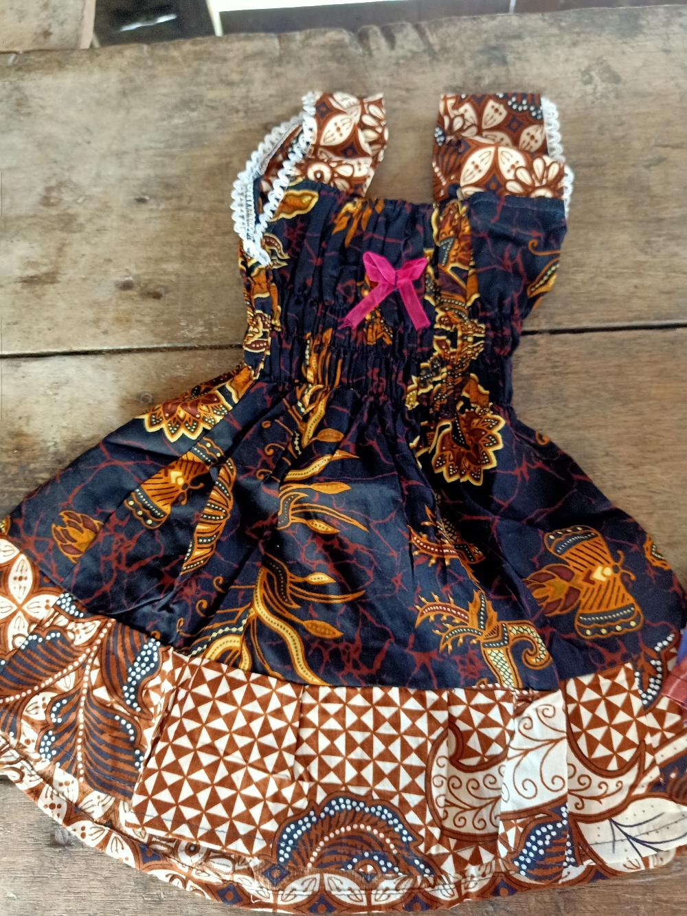 Dress Anak Batik Tanpa Lengan Bahan Katun, Smock Dada, Lucu, Harga Murah, Grosir Batik