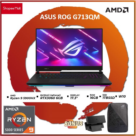 ASUS ROG STRIX G713QM GeForce RTX™ 3060 - Ryzen 9 5900HX 16GB 17 QHD