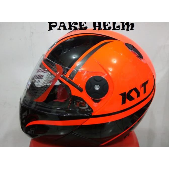 HELM KYT X ROCKET MOTIF #2 FULL FACE RED FLUO ROKET SERI 2 XROCKET