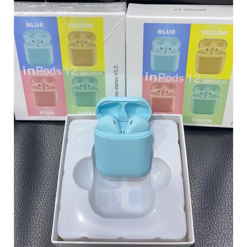 earphone bluetooth i12 twins macaron