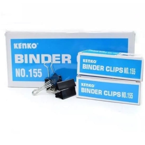 

[12pcs] Binder Clip Klip Penjepit Kertas Hitam sedang no 155