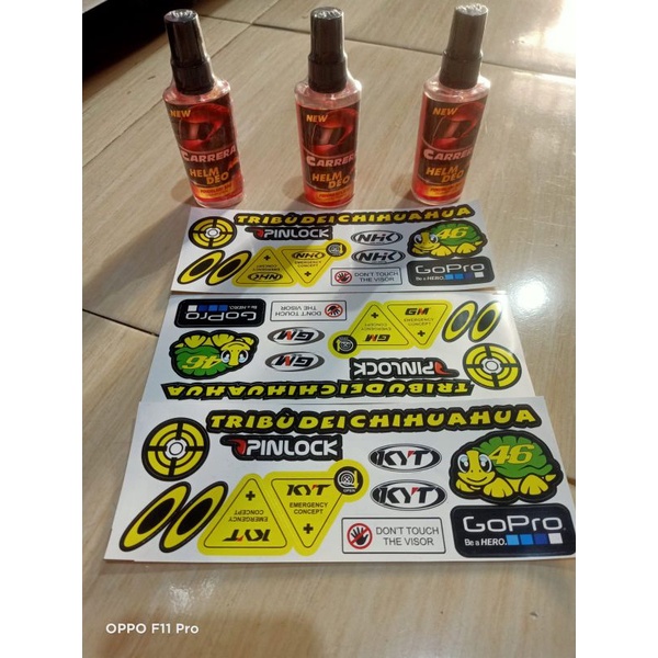 (COD) stiker visor logo KYT NHK GM + parfum helm deon / bonus farfum helm