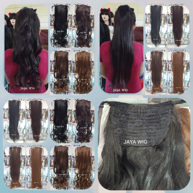 Ponitail Ikat Lurus Dan Curly Tambahan Buat Kuncir Rambut Panjang