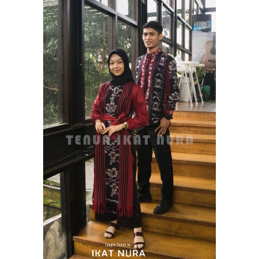 couple tenun Dres sena tile brokat mutiara &amp; kemeja