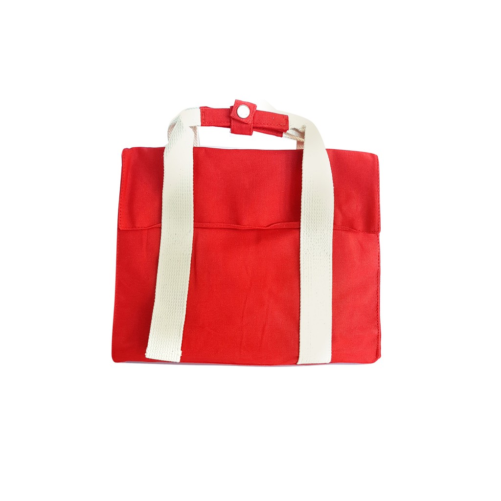 red canvas bag