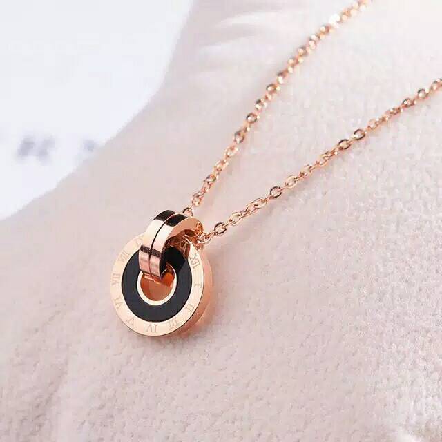 GG kalung Aksen Ring Angka Romawi Titanium #KL-145