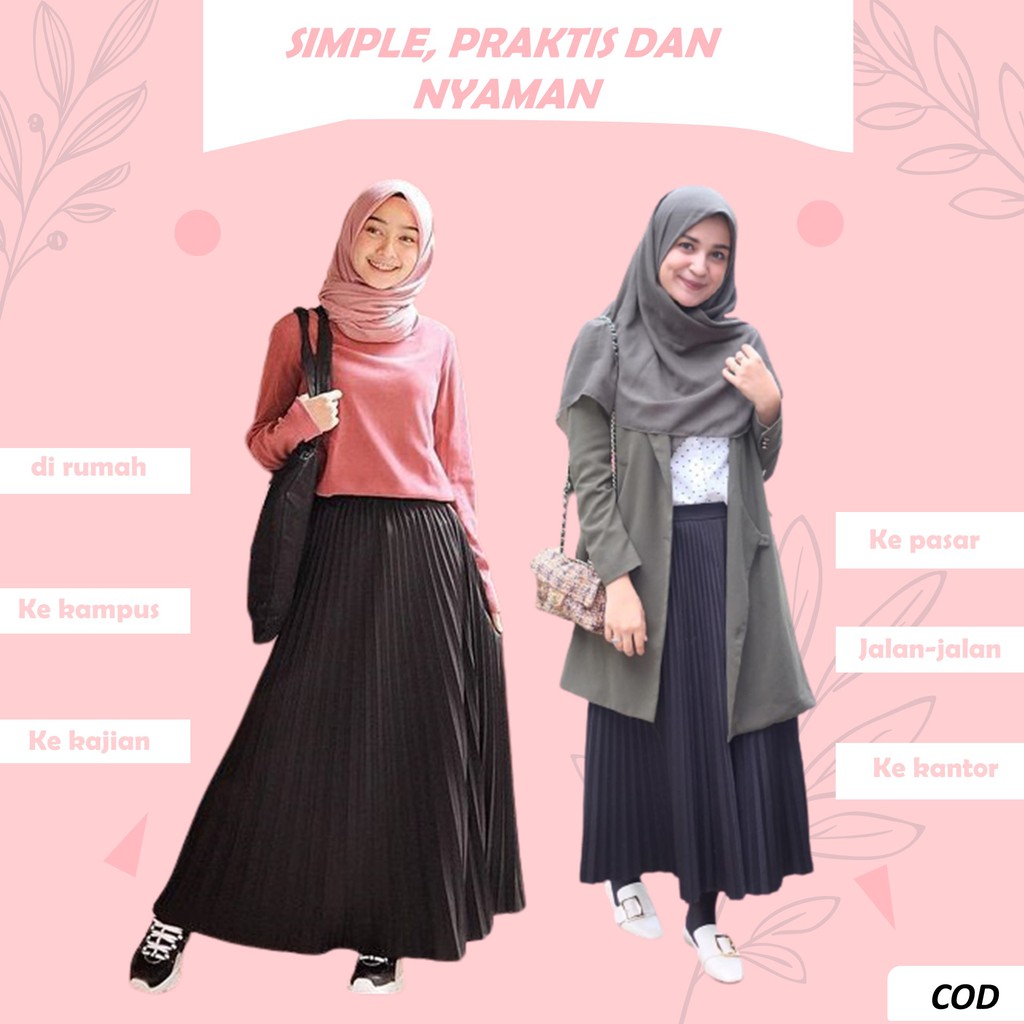 FLARE PLEATED SKIRT ROK PLISKET PRISKET PREMIUM TEBAL WANITA TERBARU