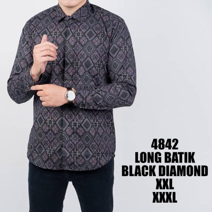 Kemeja Batik Pria Lengan Panjang Songket Jumbo Premium / Diamond XXL